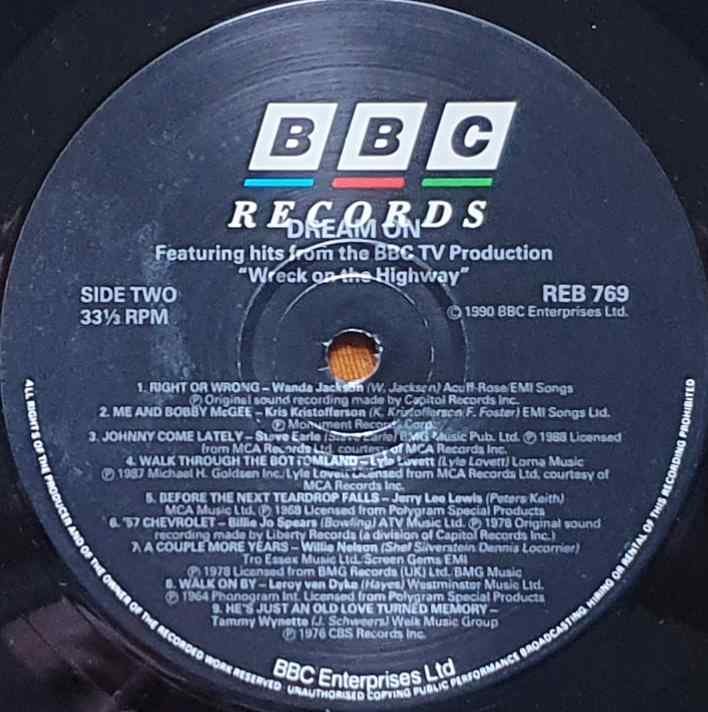 REB 769 Dream on (Wreck on the highway) Various from the BBC records and Tapes library Label